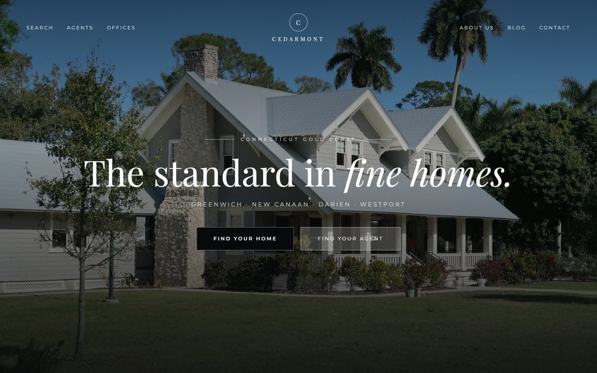 Cedar website template: Heritage luxury for old-money towns, built on a single photograph