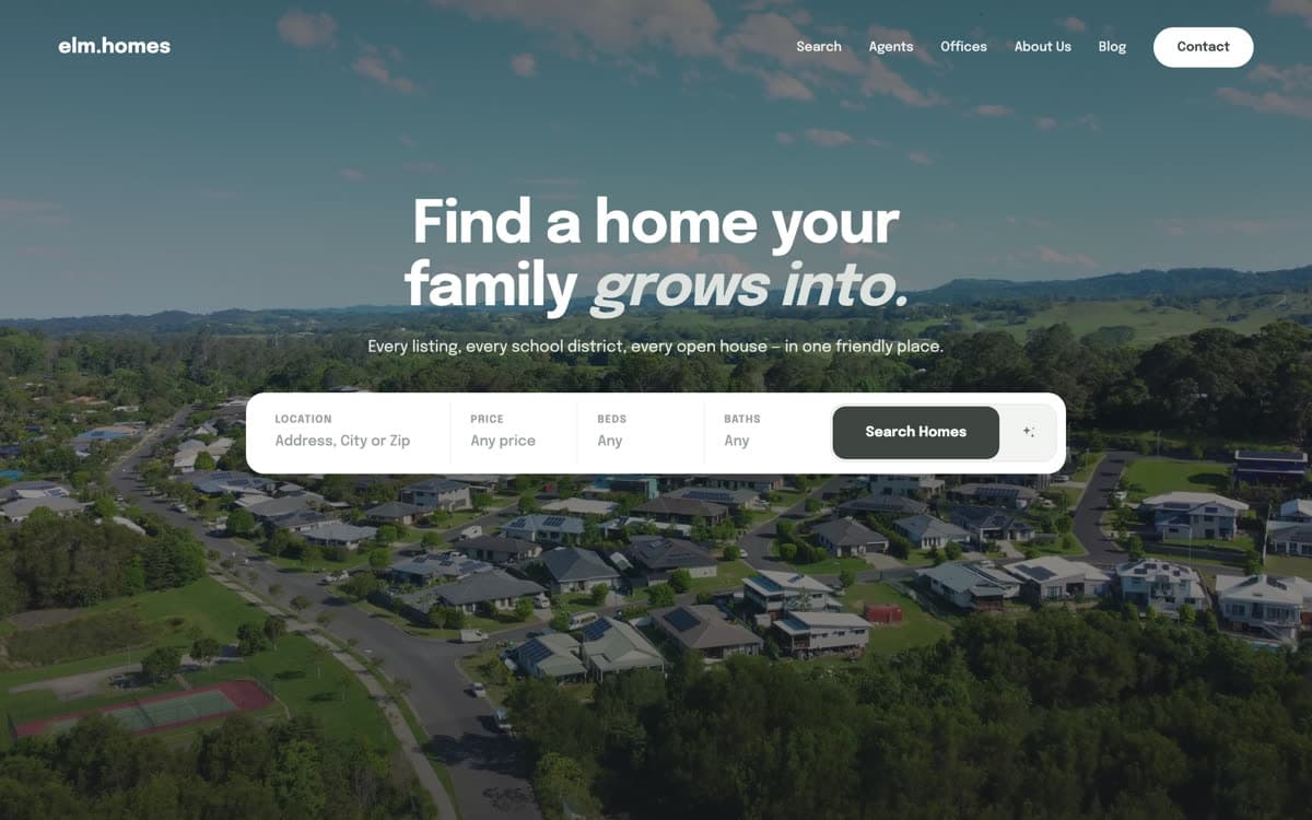 Elm website template: Family suburban, with school-district search built in