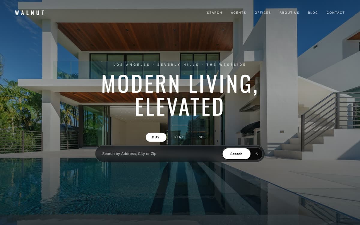 Walnut website template: Dark cinematic architectural, editorial and high contrast